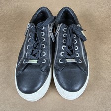 J/Slides NYC Cindy Black Leather Platform Lug Sneakers Zipper Women's Size 7M
