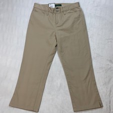 LRL Lauren Jeans Ralph Lauren Classic Midcalf Tan Khaki Crop Pants Womens 2 New