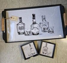 Decorative Kitchen Serving Tray & Coasters, NEW!