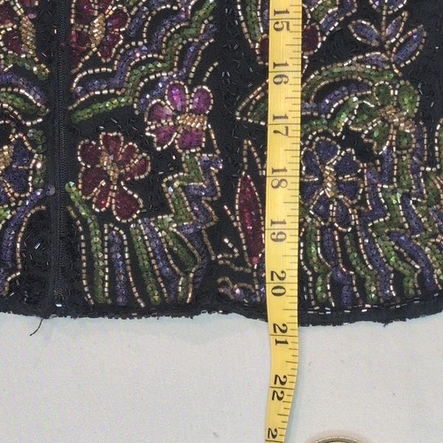 Laurence Kazar Paris NY Floral Designer Ladies Sleeveless Beaded Silk Blouse M - Picture 8 of 10
