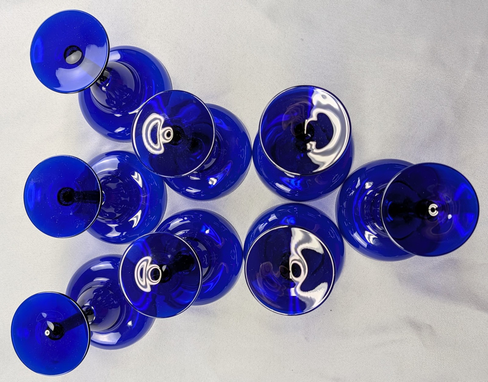 Margarita Glasses Set of 8 Cobalt Blue Hand Blown Glass Coupe Bar