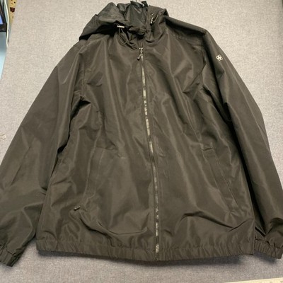 SWISSTECH Men's Jacket Size M Black Hooded Windbreaker Rain Coat 100% Polyester