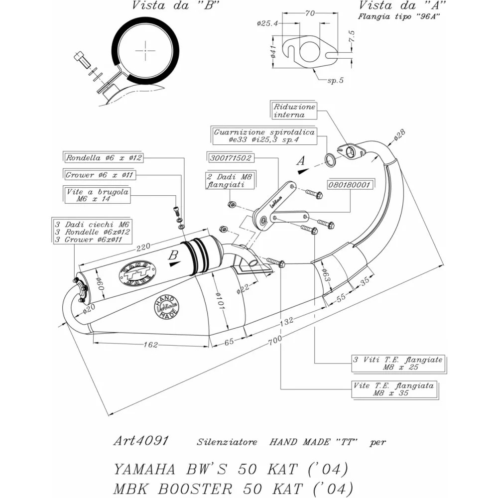 Complete Exhaust System Leovince HM Tt Alu Yamaha Bw S 50/Naked 2004 > 2013
