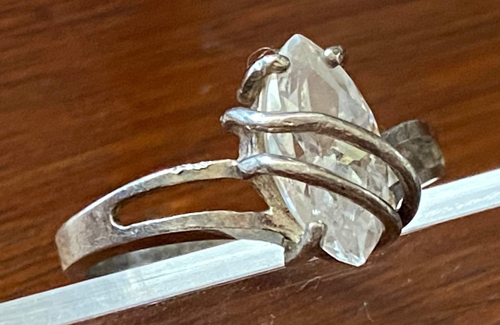 Sterling Silver 925 Designer Signed Marquise CZ S… - image 2