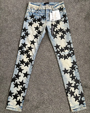 New AMIRI Chemist Leather Star Jeans Size 32 Black Aged NWT Luisaviaroma