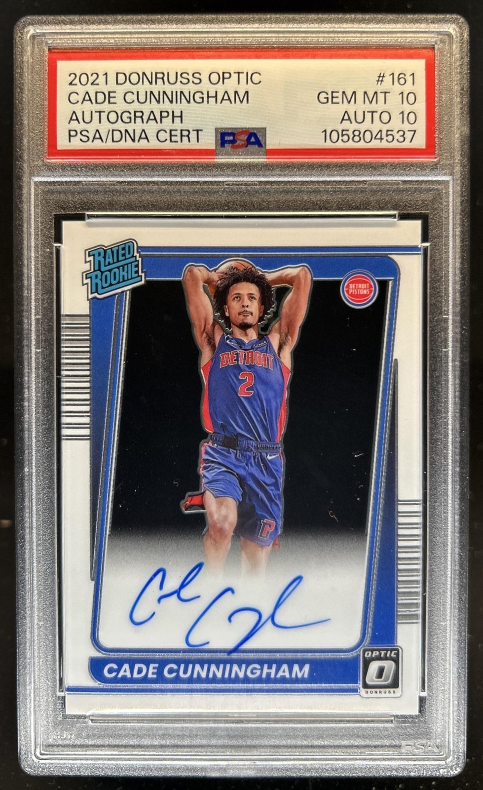 2021-22 Panini Donruss Optic Cade Cunningham Rated Rookie RC Auto #161 PSA 10