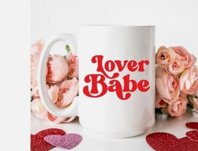 Lover Babe Coffee Mug   Cute Valentine's Day Gift   Red Romantic Cup