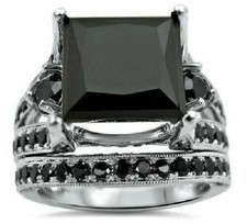 Black Diamond Wedding Ring Set 2.50CT Lab-Created 14K White Gold Over