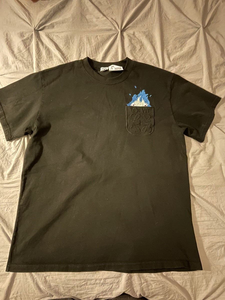 LOEWE スカルプリント Tシャツ Loewe x Studio Ghibli Calcifer Black Cotton Jersey Crew Neck Tee L