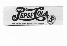 Vintage 1940s Pepsi-Cola Drink Soda Pop Americana Sign Laminated Sticker