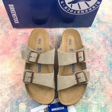 Birkenstock Taupe Arizona Soft Footbed Suede Leather Unisex Clog Sandals EU37-45