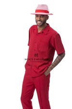 NEW Mens Montique 2PC Summer Walking Set Leisure Suit Regular Fit 696 Red USA