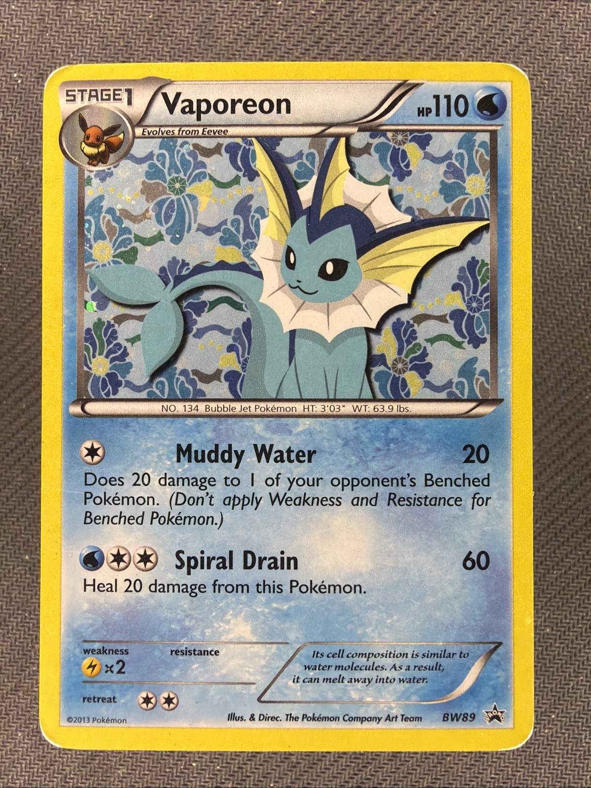The Pokemon Company Vaporeon BW89 Black & White Stage 1 Holo Promo 110 HP
