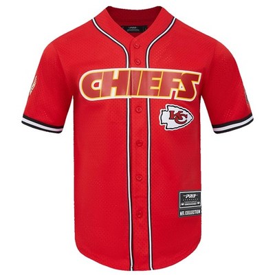 Pro Standard Mens NFL Kansas City Chiefs Mesh Button Down Mesh Top Red/Black M