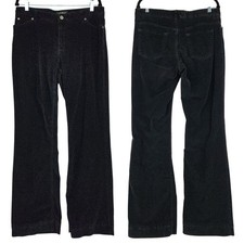 Vtg Eddie Bauer Corduroy Pants 12 Womens Black Wide Leg Stretch Preppy READ SIZE