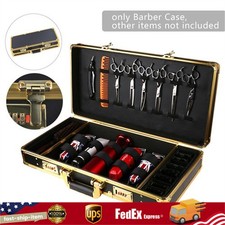 Large Barber Suitcase Carrying Case Clipper Trimmers Tool Storage Organizer Gold