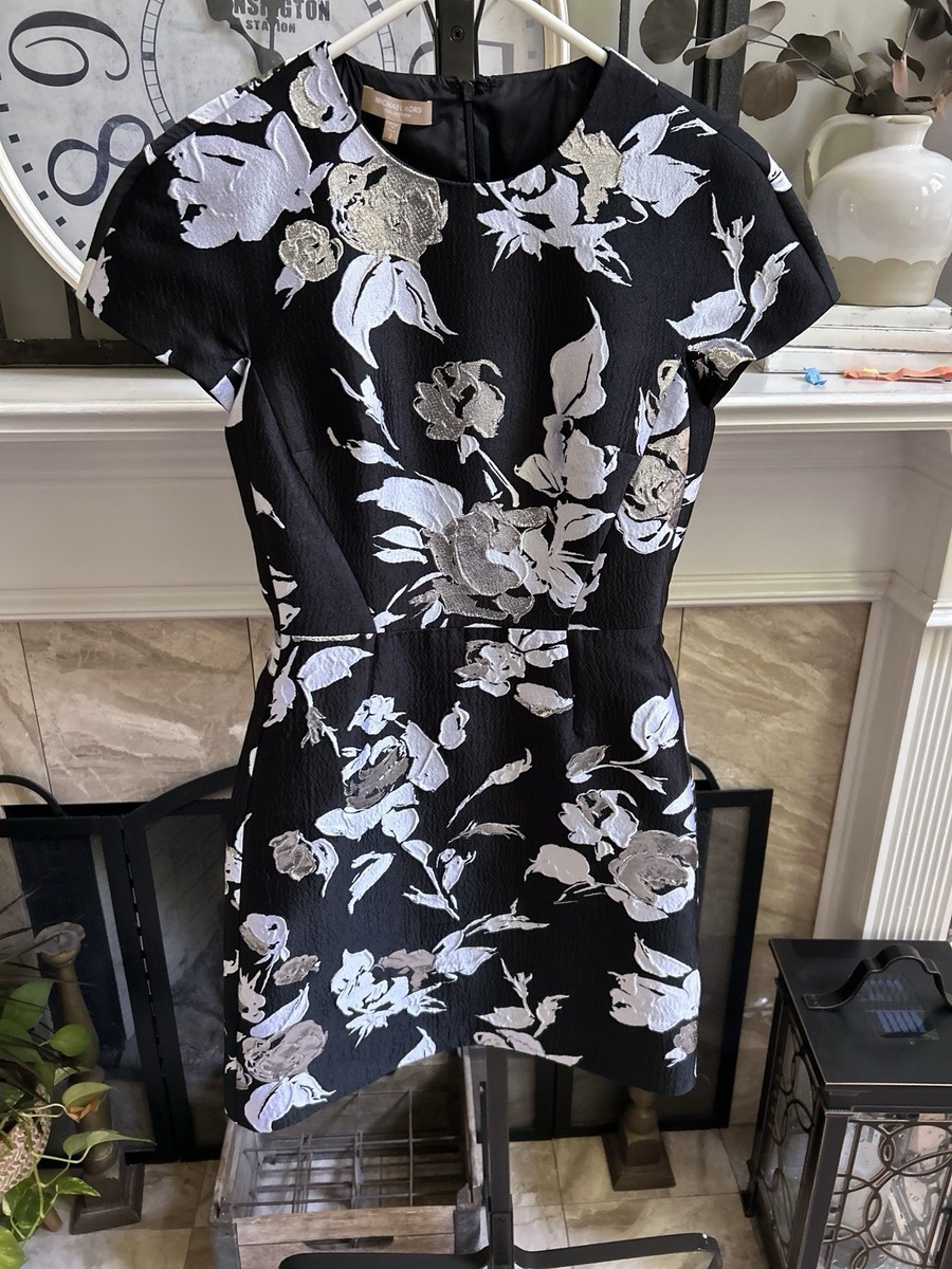 michael kors dress black and white Michael Kors Dress Black White Xs Gold Cutout Logo At Neck Sleeveless $125
