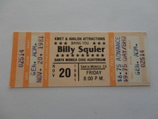 BILLY SQUIER ~ SANTA MONICA CIVIC AUDITORIUM ~ NOVEMBER 20, 1981 ~ UNUSED TICKET