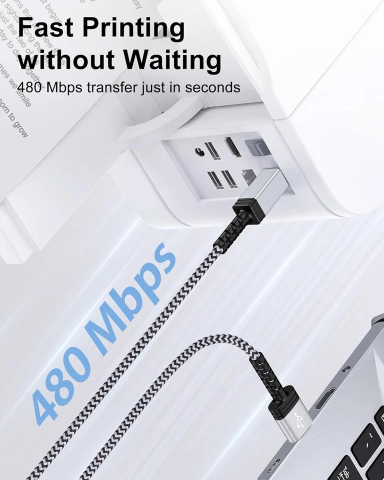 HP Printer Cable 10ft, USB 2.0 Printer Cable USB A to USB Type B Cable - Image 3 of 4