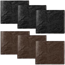 VZZNN 6 Pieces Wallet for Men,Leather Men's Wallets Bulk for DIY Engraving,With