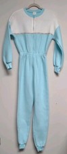 Vintage Womens Pajamas One Piece Acrylic Fleece Embroidery Size Small 8-10
