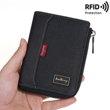 RFID Simple Short Men Zipper Wallets Luxury Brand Card Holder Male Wallet Photo