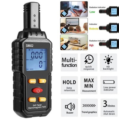 3 In 1 Radiation Detector Dosimeter EMF Meter Electromagnetic Field Tester LCD