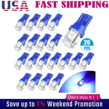 20x Ultra Blue T10 LED Bulbs Car Interior License Light 2825 192 194 5050 5-SMD