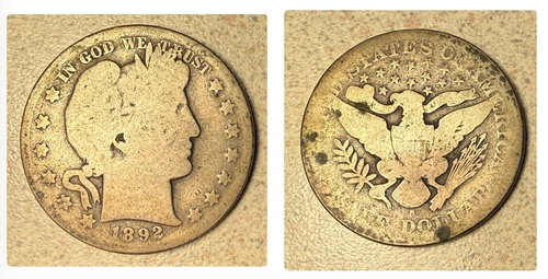 1892-S Barber Silver Half Dollar. Key Date.