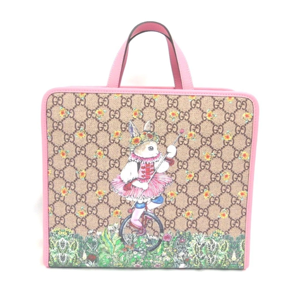 Almost Unused Gucci 2WAY Tote Bag GG Supreme Yuko Higuchi Children Rabbit Ra