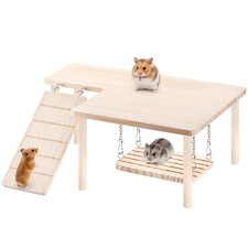 Wooden Hamster Platform Climbing Ladder Swing Play Set For Small Pets Hub