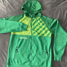 Felpa con cappuccio uomo FORUM Snowboards taglia L full zip tasche logo ricamato verde