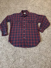 Vintage LL Bean Shirt Mens Large Red Plaid Button Up Flannel