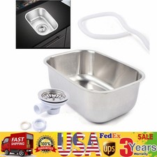 Small Stainless Steel Narrow Rectangle Undermount Sink Compact Bar Sink Kitchen!