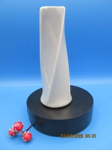 Vintage McCoy Floraline Light Grey Ceramic Twist Vase 1960