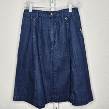 Vintage Cherokee Blue Denim Skirt USA Made High Waist A Line Waist 26 inches