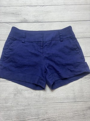 Express Shorts Womens 2 Blue Linen Blend Chino Cuffed Summer Casual