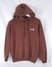 Adidas Hoodie Womens UK10 Focus Olive Large Printed Logo Sweater Pullover