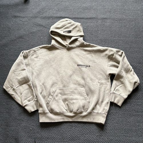 Essentials Fear of God Men’s Gray Pullover Hoodie M Solid Logo Pocket Hooded