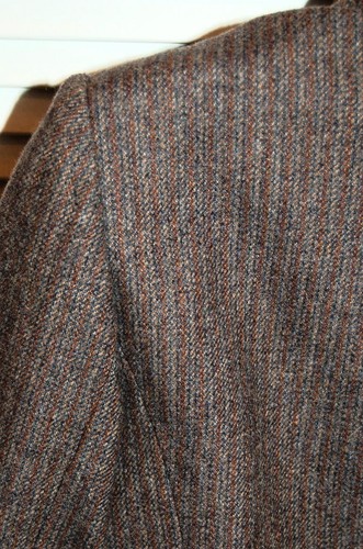 BRASS PLUM size 7 Wool BROWN BLUE STRIPE WOMENS Suit Jacket Blazer Free Ship - Picture 3 of 4