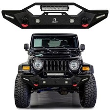 Vijay For 1997-2006 Jeep Wrangler Tj Front Bumper With Winch Plate Led Lights