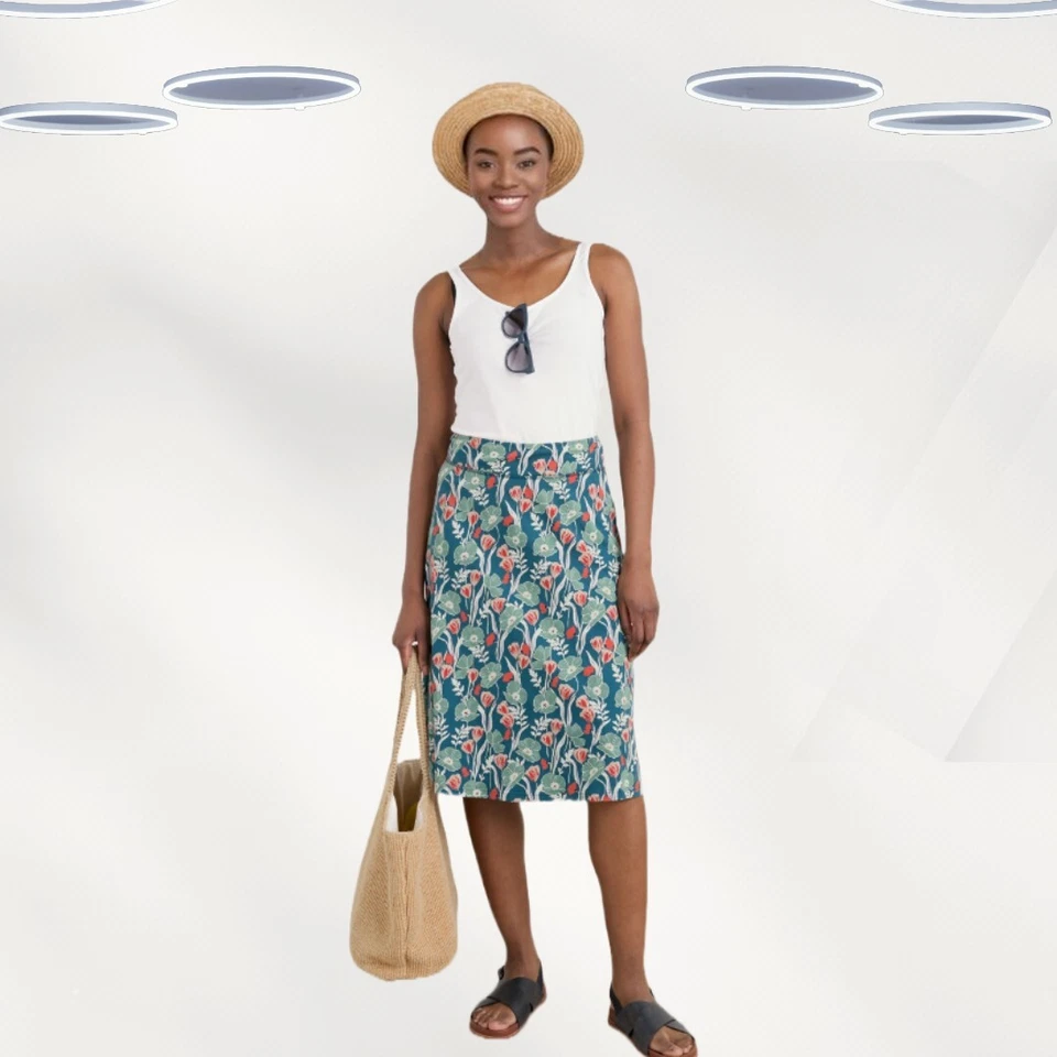 Ex Seasalt Women's A-line Jersey Skirt in Blue Floral (Defect) - Image 2 of 4