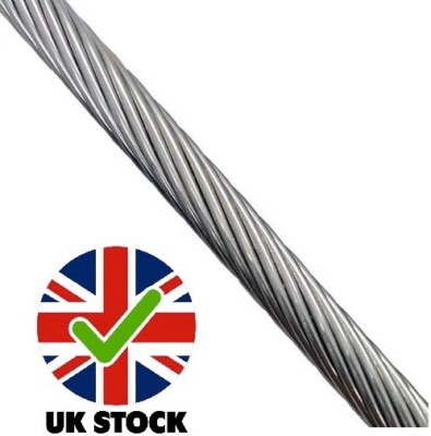 1 mm - 5 mm 1x19 steif verzinktes Stahldrahtseil x 100 Meter Rolle | UK LAGER