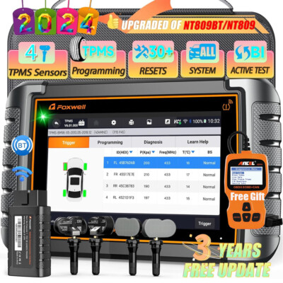 FOXWELL NT809TS OBD2 Scanner TPMS Programmer Bidirectional Car Diagnostic Tool