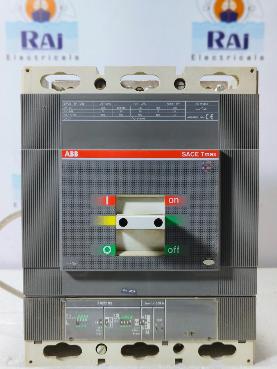 ABB SACE TMAX T6N1000 1000A 3POLE Aux 3A 400VAC PR221DS CIRCUIT