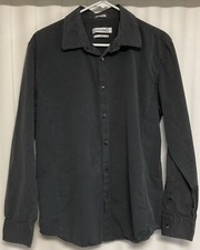 Calvin Klein Long Sleeve Button Up Shirt Men  s Large Gray