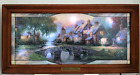 Rare Thomas Kinkade "Cobblestone Lane" Illuminated Stained Glass Panorama Art