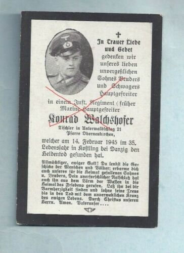  Nr 42713 Sterbebild Deutscher Marine Soldat  1945 Danzig Polen Oberneukirchen  - Bild 1 von 2