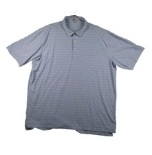 Peter Millar Summer Comfort All Over Crown Logo Polo Shirt White  Blue Sz XXL