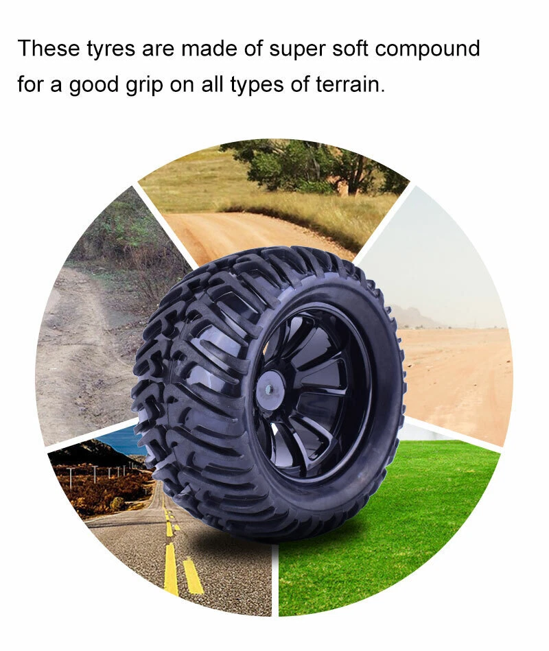 4x 12mm Hex 10 Contour Offroad Felge Reifen Tire für RC 1/10 Monster Truck Car - Bild 2 von 4